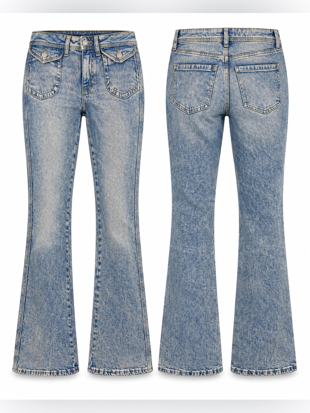 Forever 21 Premium Mid Rise Bootcut Jeans Acid Wash Blue Size 25